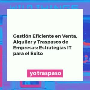 Infografía visualizando la gestión estratégica y eficiente de compraventa, alquiler y traspaso de empresas con herramientas IT.